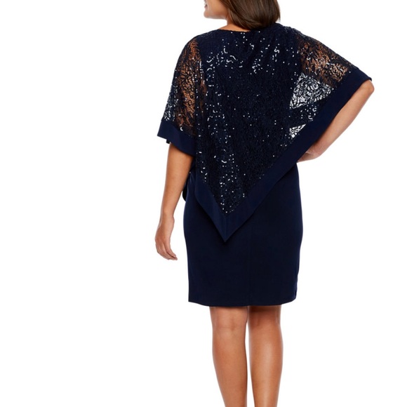 R & M Richards Embellish Women’s Cape Shift Dress - Picture 2 of 10